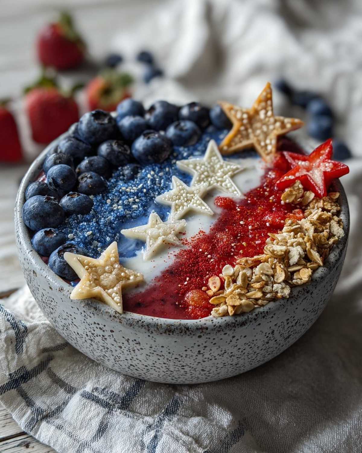 Patriotic Red White & Blue Smoothie Bowl - detail 3