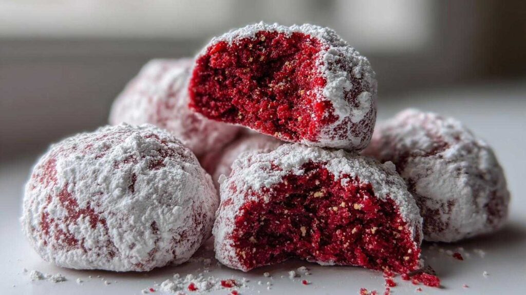 Red Velvet Snowball Cookies