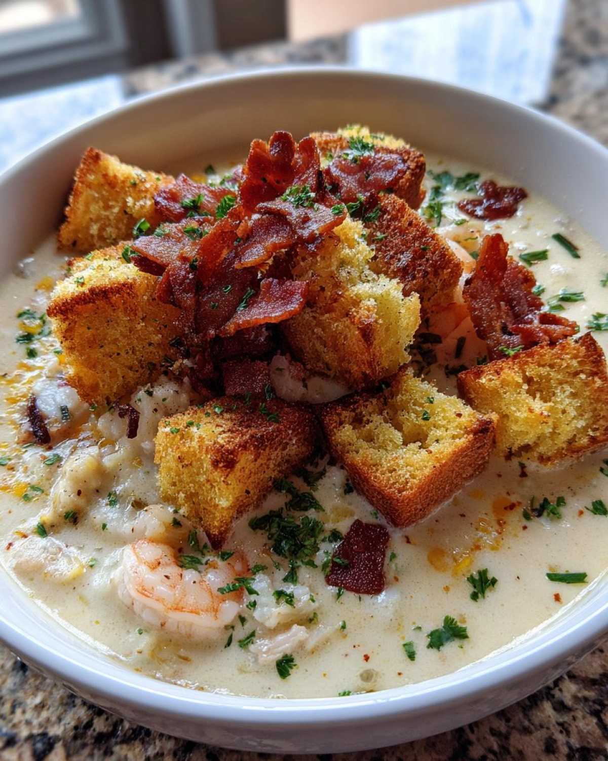 Seafood Chowder with Cornbread Croutons - detail 2
