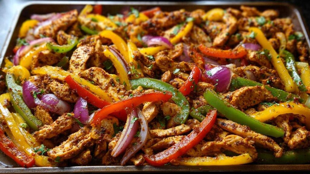 Sheet Pan Chicken Fajitas with Peppers