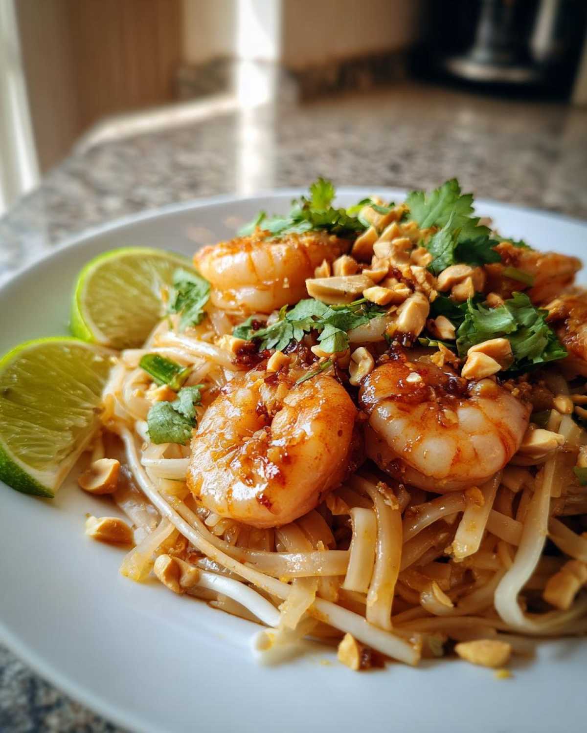 Shrimp Pad Thai (Thai Noodles) - detail 2