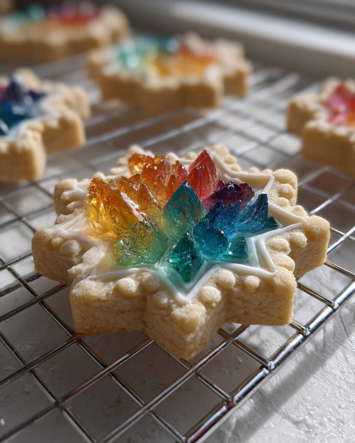 Snowflake Sugar Cookies with Stained Glass - detail 1
