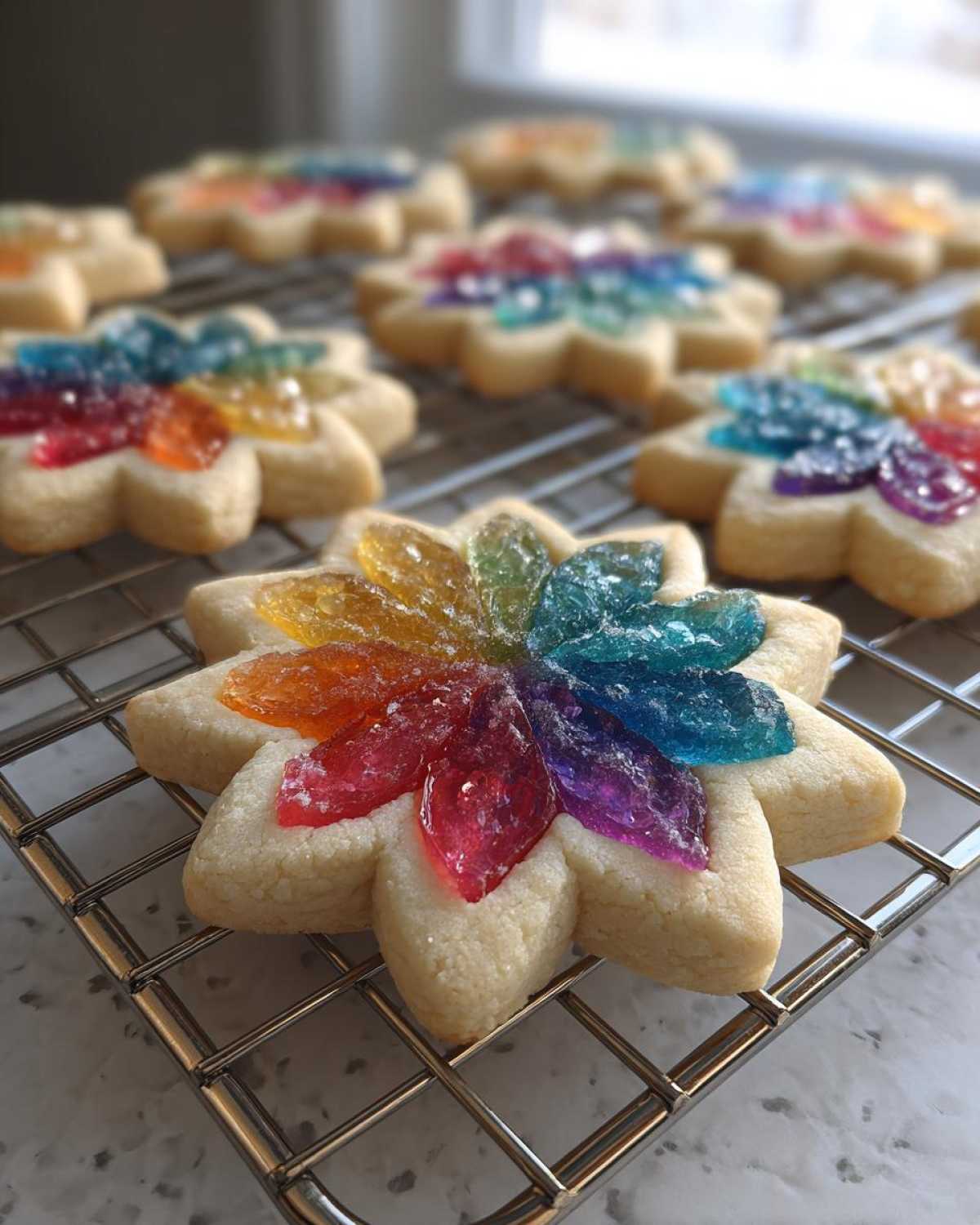 Snowflake Sugar Cookies with Stained Glass - detail 4
