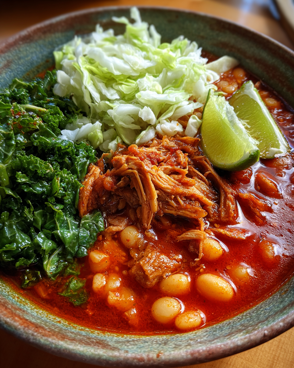 Spicy Mexican Pozole (Hominy and Pork Stew) - detail 2