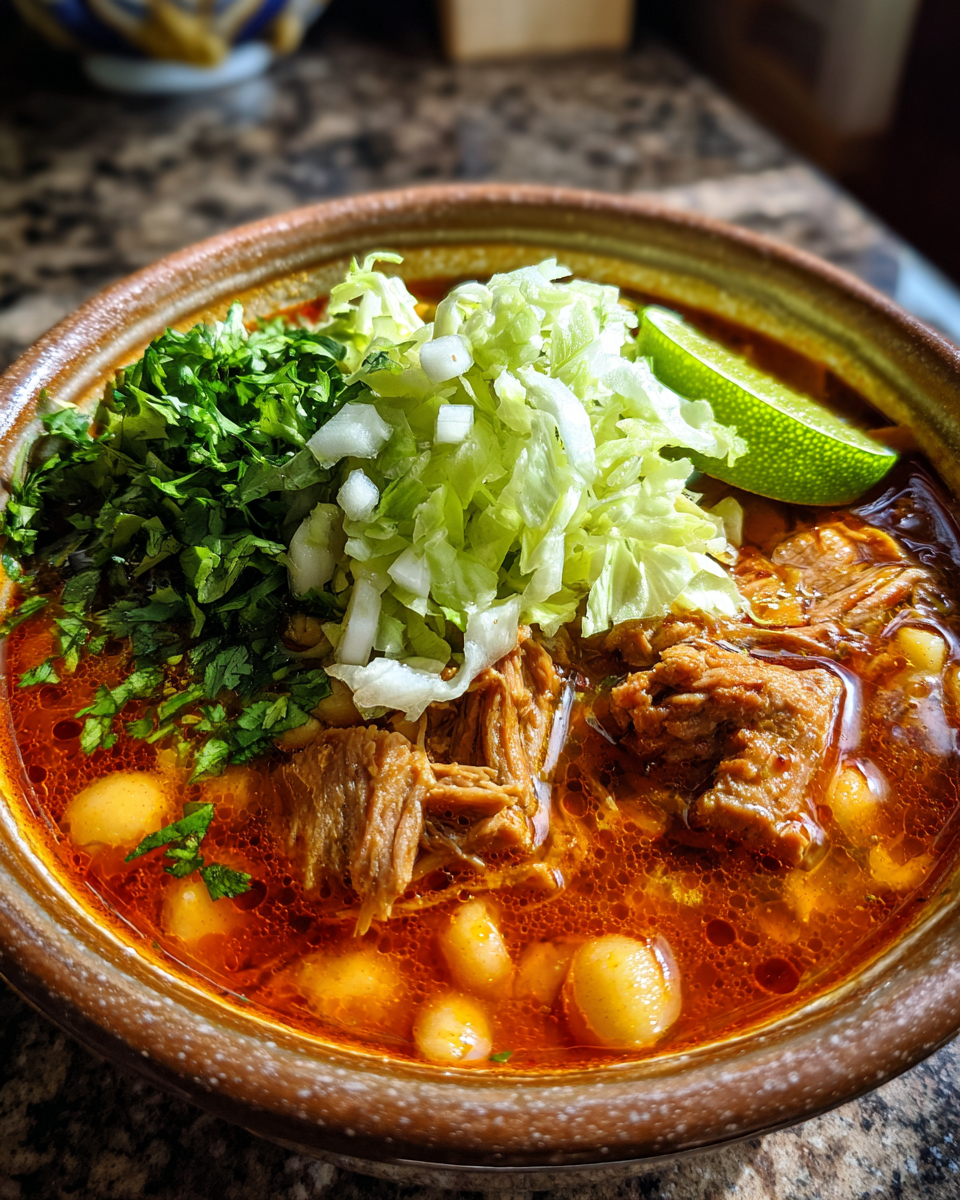 Spicy Mexican Pozole (Hominy and Pork Stew) - detail 3