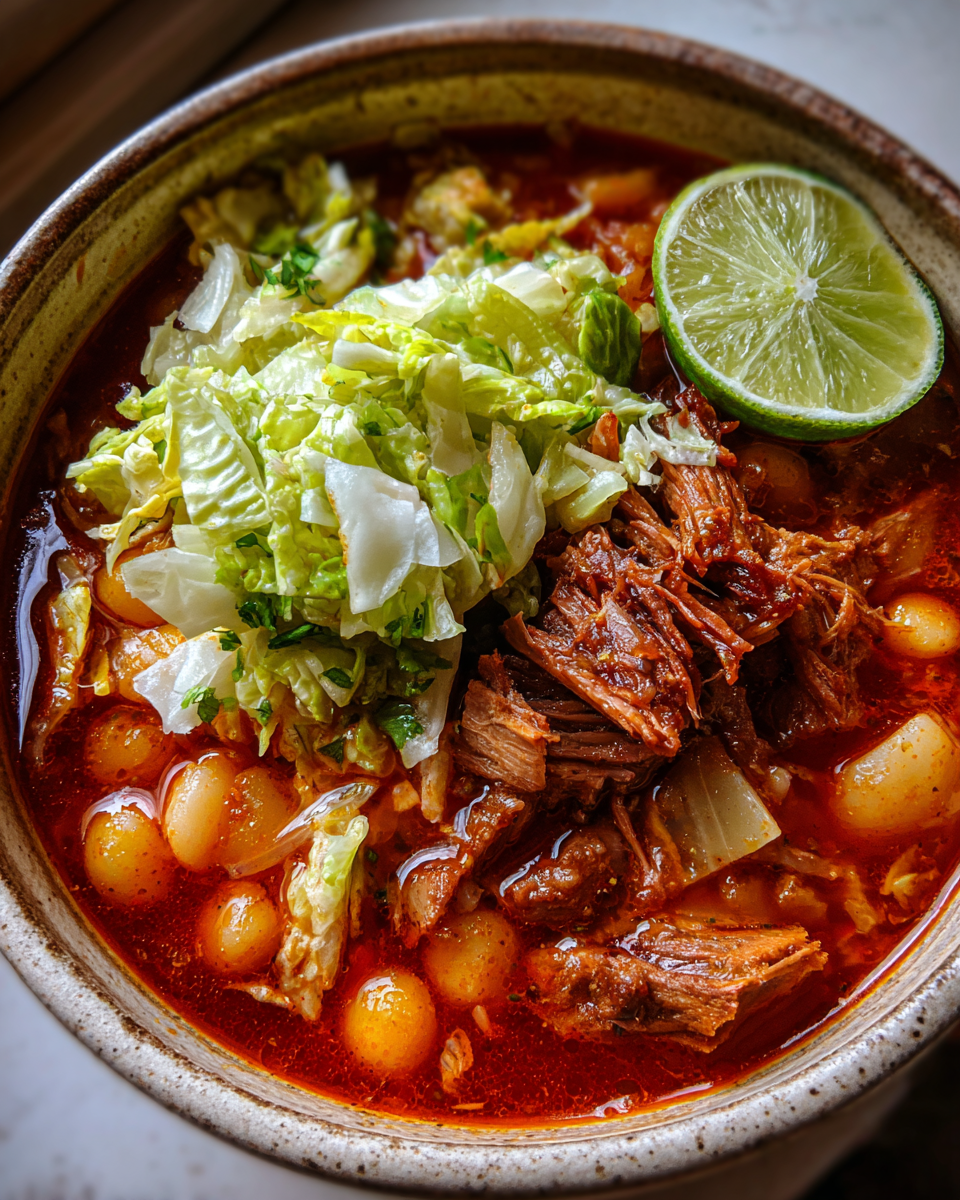 Spicy Mexican Pozole (Hominy and Pork Stew) - detail 4