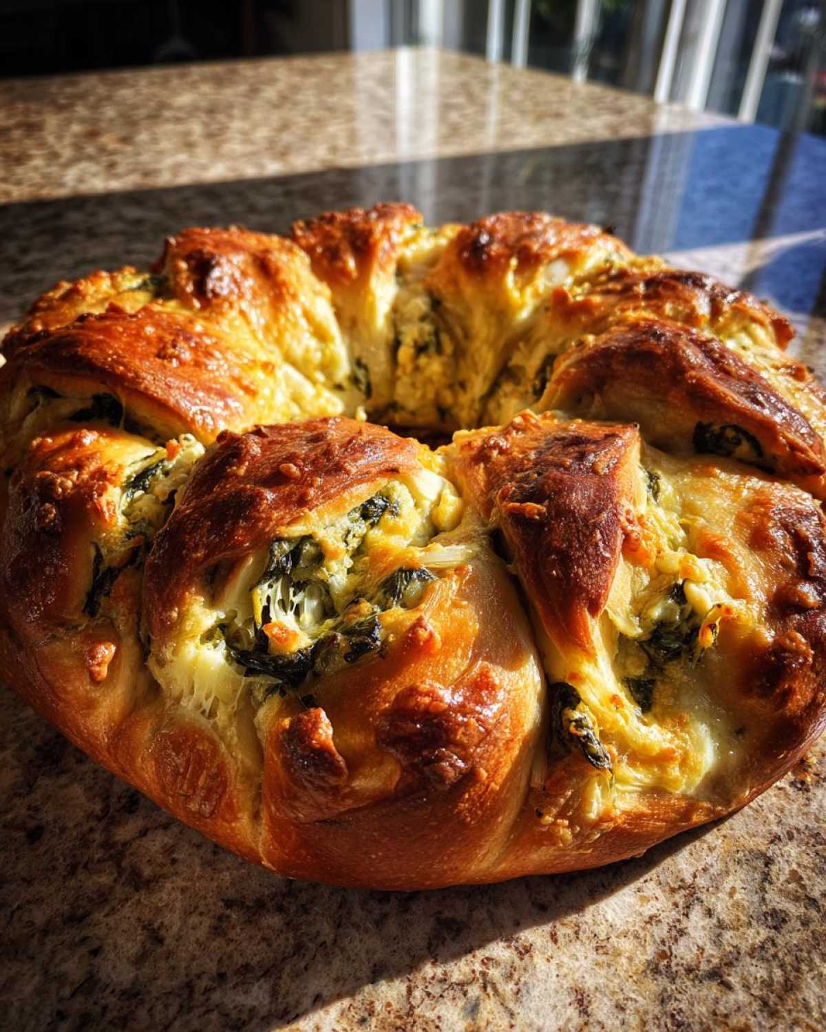 Spinach Artichoke Bread Wreath - detail 2