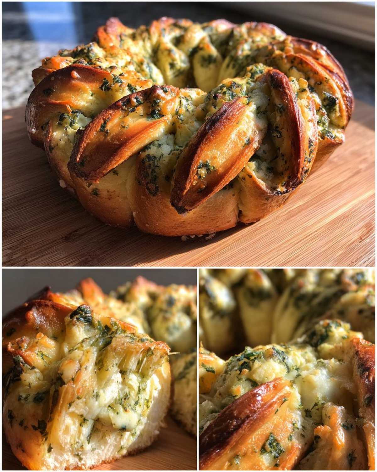 Spinach Artichoke Bread Wreath - detail 3