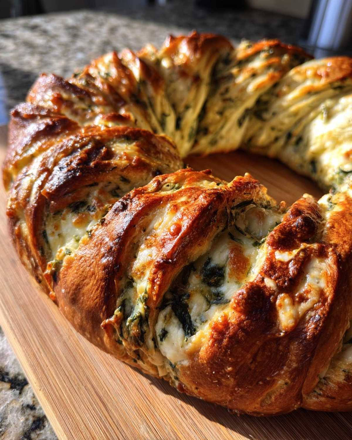 Spinach Artichoke Bread Wreath - detail 4