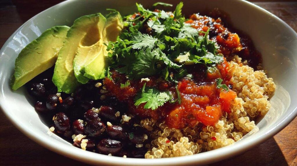 Vegan Breakfast Burrito Bowl with Black Beans & Avocado
