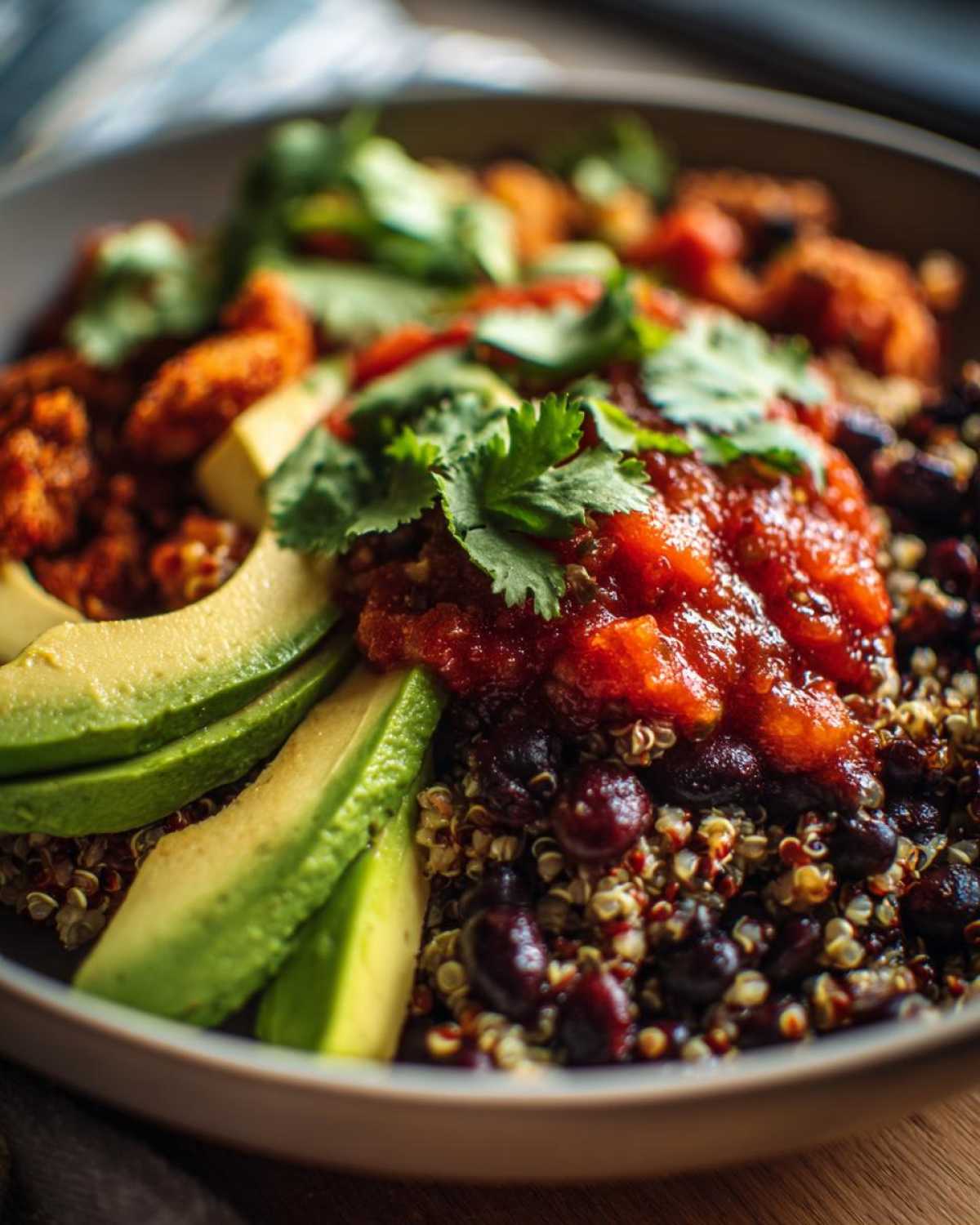 Vegan Breakfast Burrito Bowl with Black Beans & Avocado - detail 2