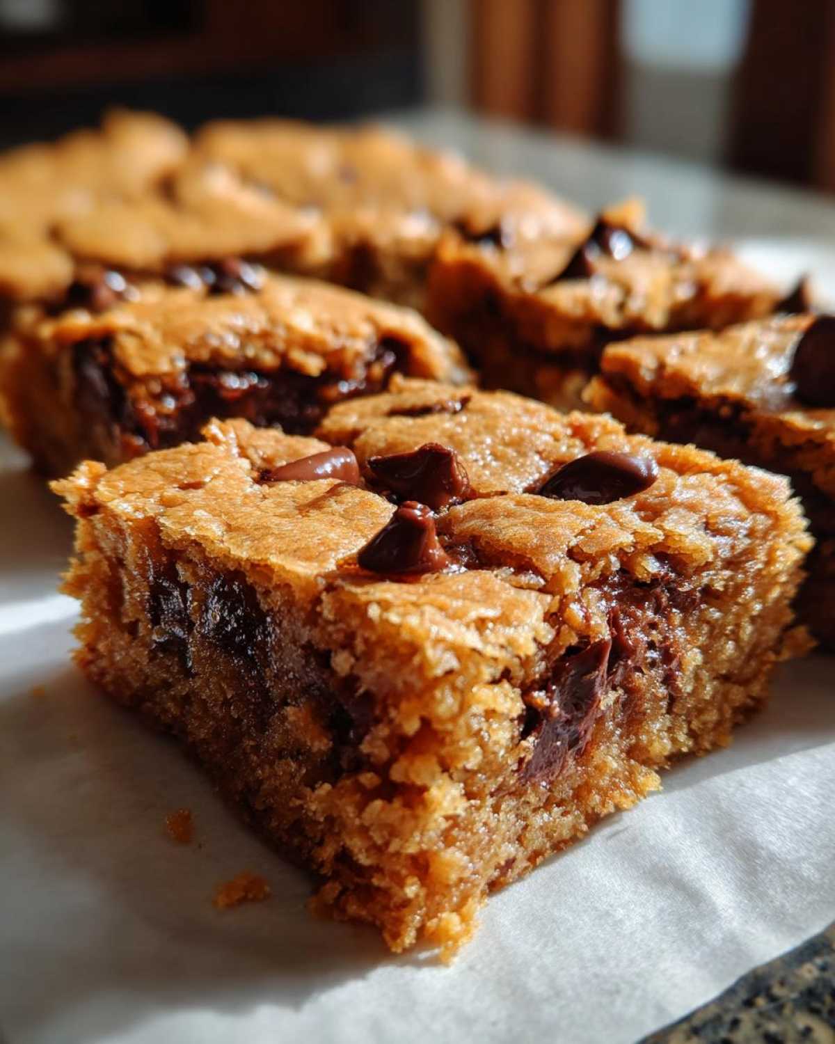Vegan Peanut Butter Chocolate Chip Blondies - detail 1