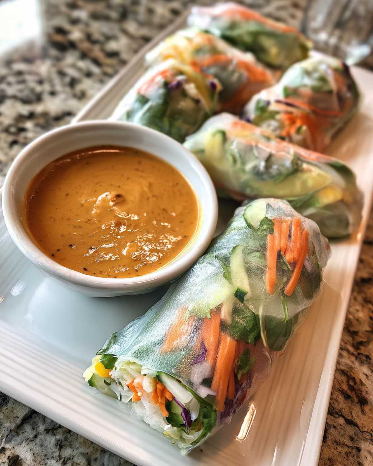 Vietnamese Fresh Veggie Spring Rolls with Peanut Sauce - detail 4