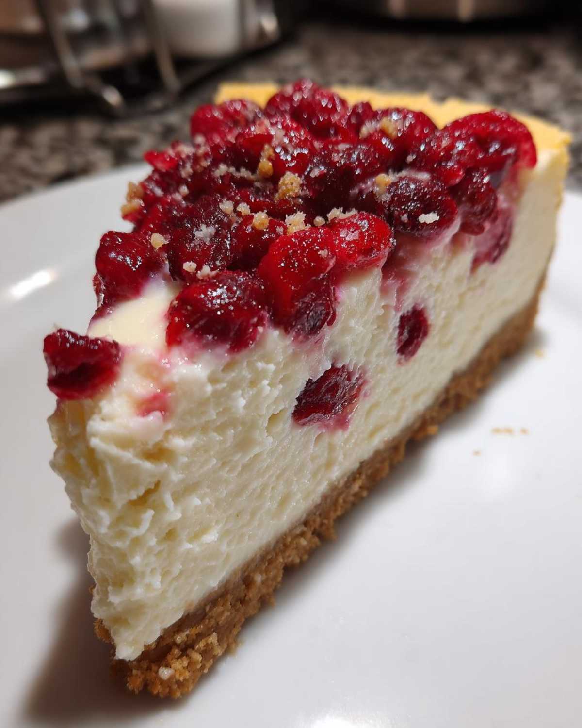 White Chocolate Cranberry Cheesecake - detail 1