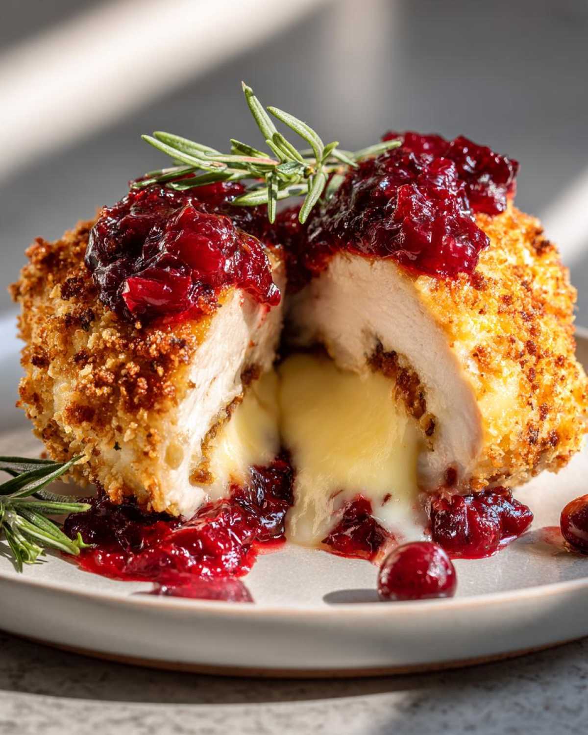 Brie Stuffed Chicken with Cranberry Sauce - detail 1