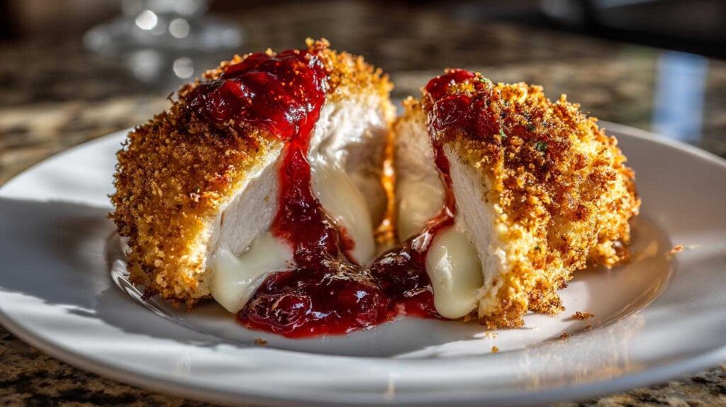 Brie Stuffed Chicken with Cranberry Sauce