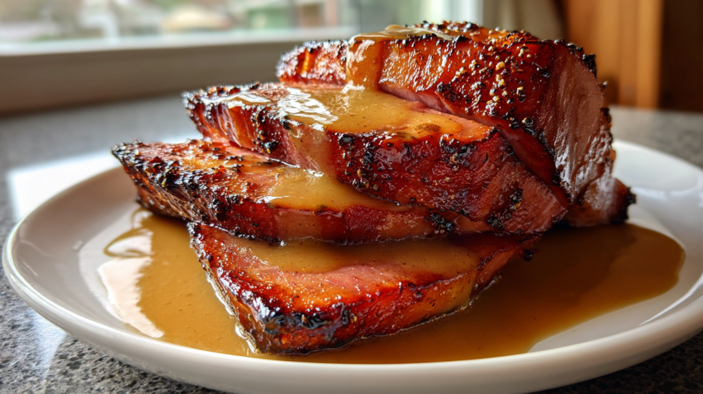 Brown Sugar Glazed Ham with Cider Gravy
