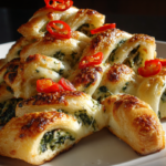 Christmas Tree Spinach Dip Breadsticks