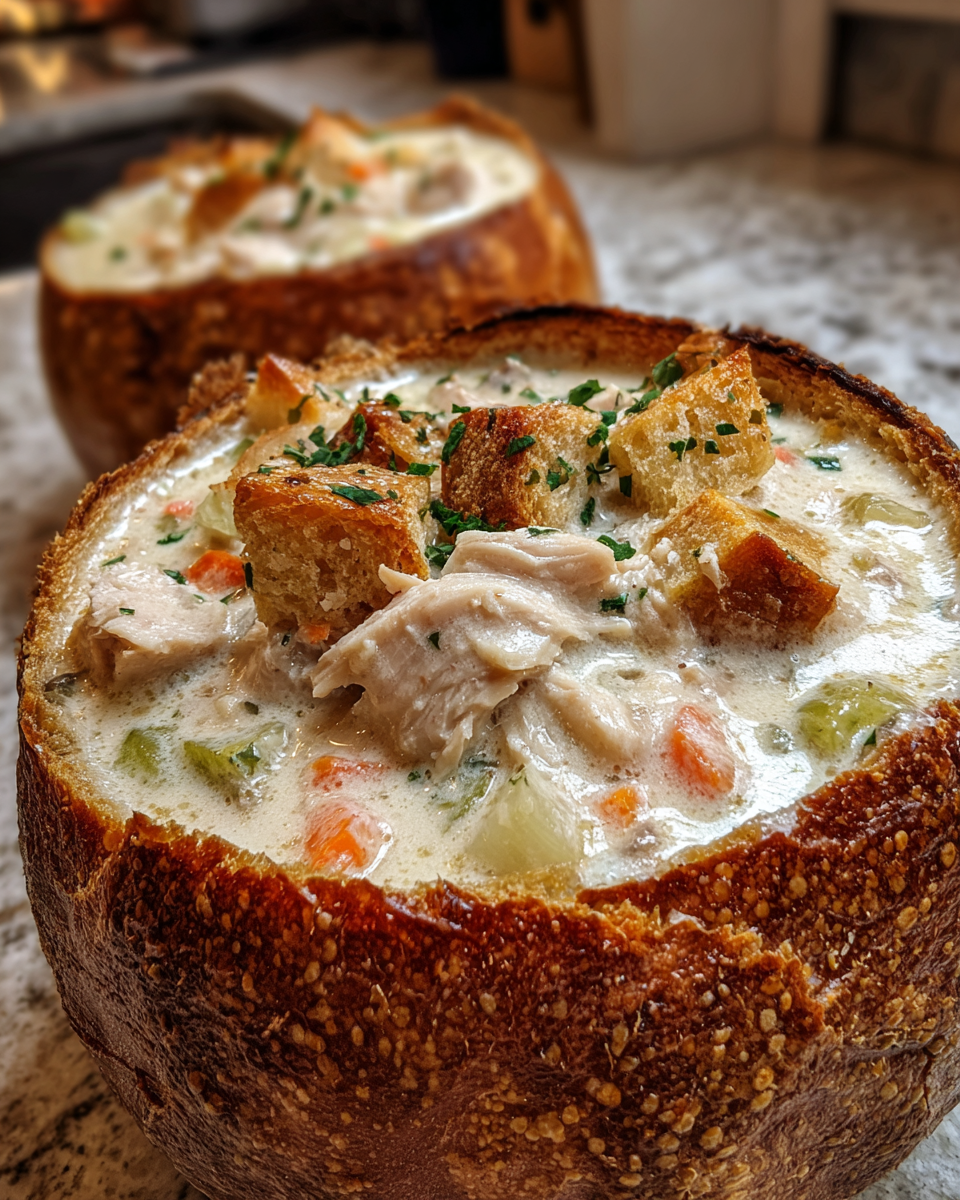 Creamy Turkey Chowder in Sourdough Bowls - detail 1