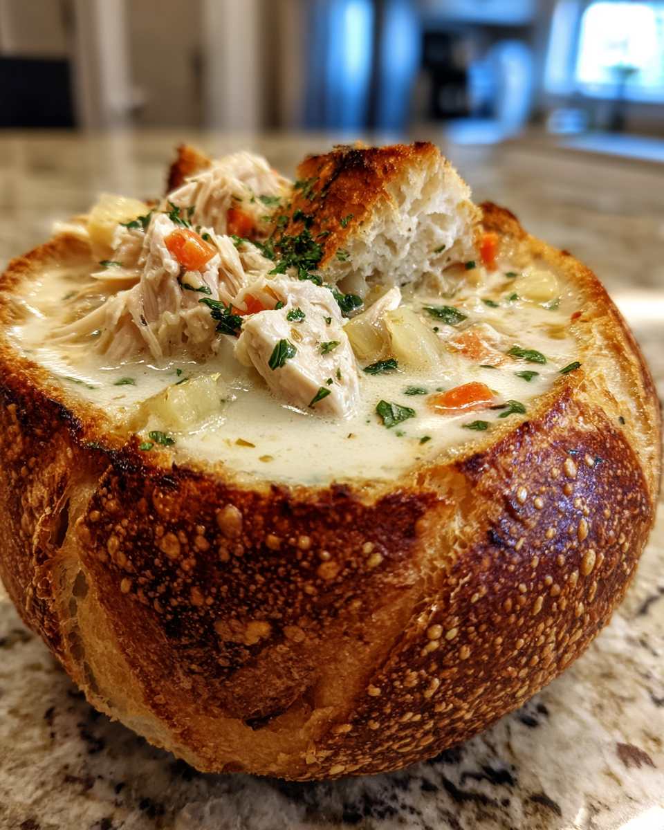 Creamy Turkey Chowder in Sourdough Bowls - detail 4