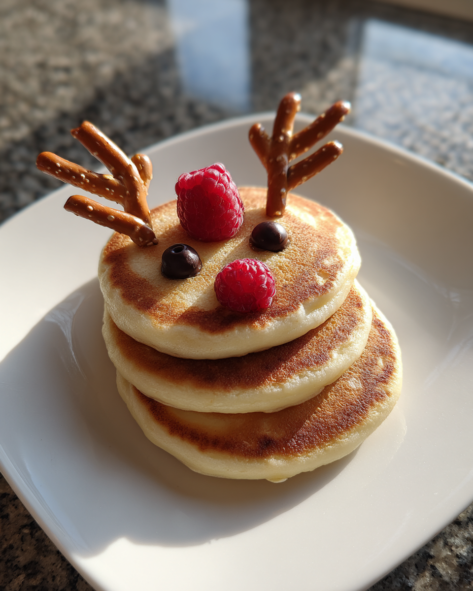 Reindeer Pancakes with Berry Noses - detail 1