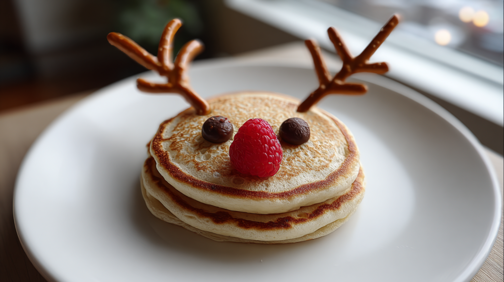Reindeer Pancakes with Berry Noses