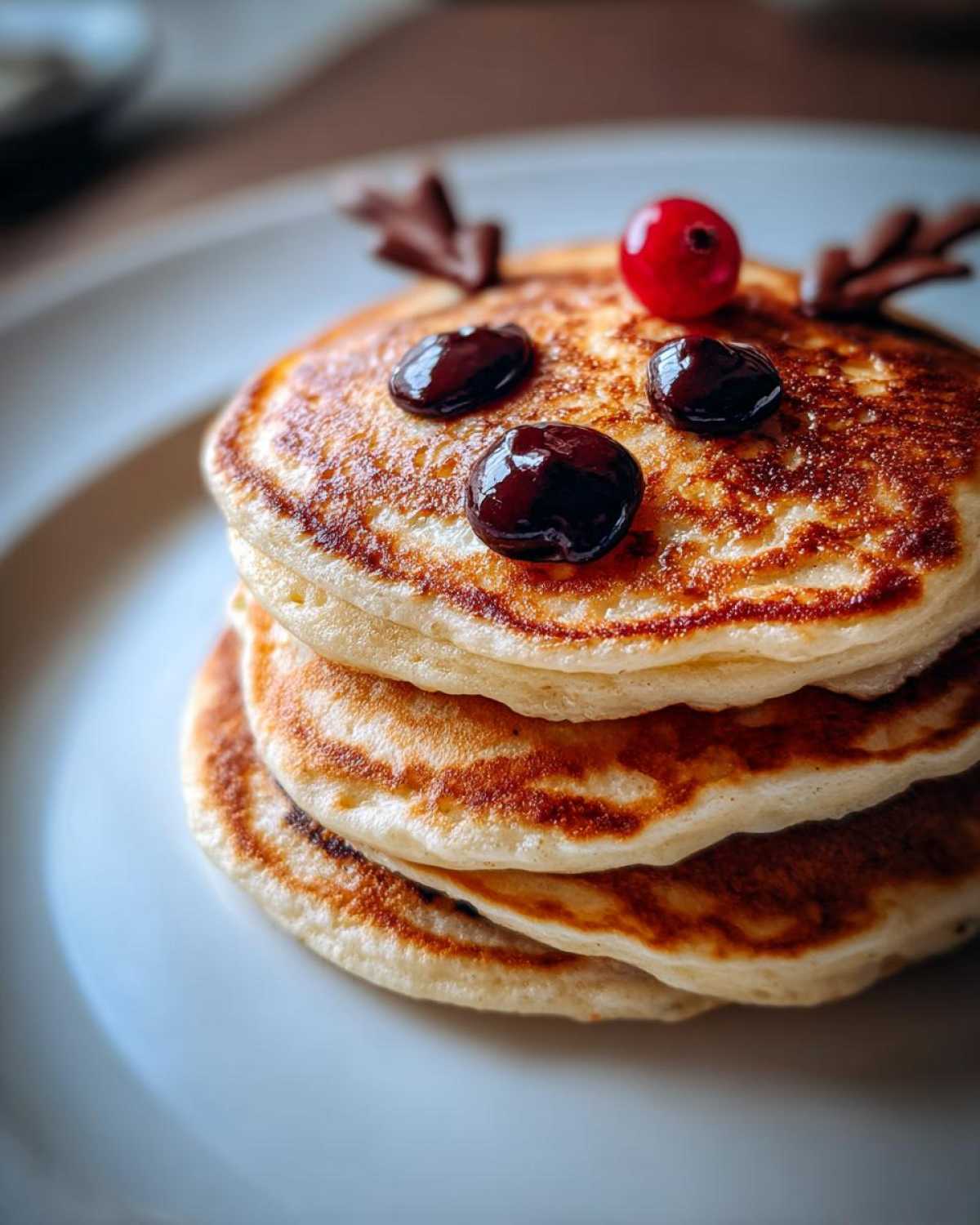 Reindeer Pancakes with Berry Noses - detail 2