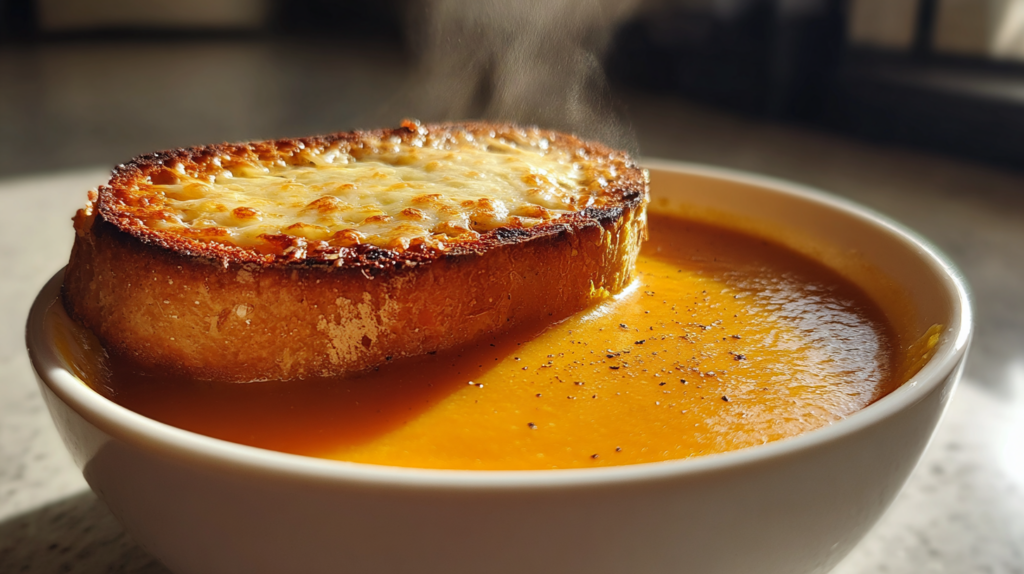 Roasted Pumpkin Soup with Gruyère Toasts