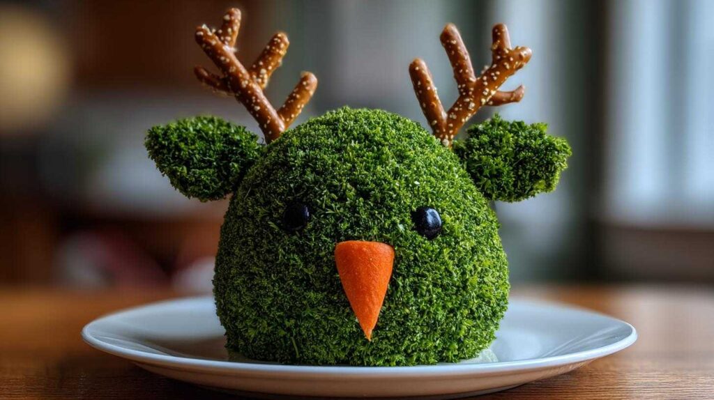Rudolph Cheese Ball with Pretzel Antlers
