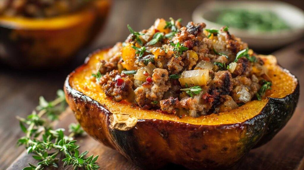 Sausage and Apple Stuffed Acorn Squash