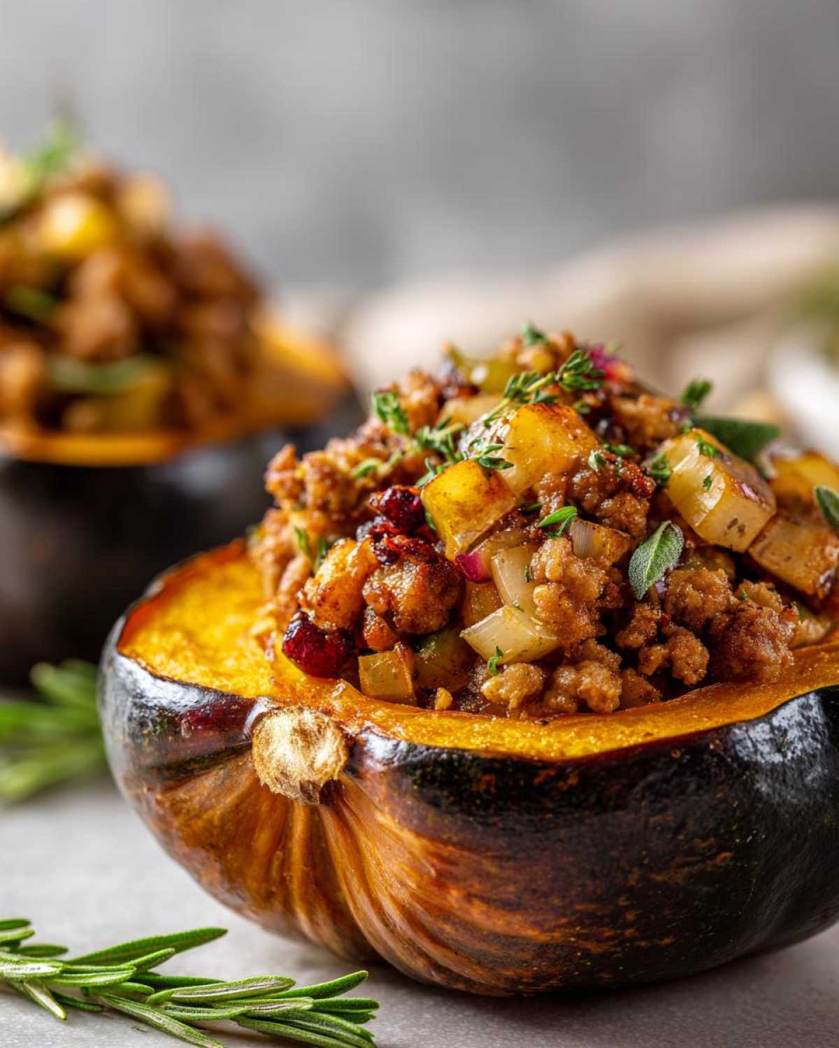 Sausage and Apple Stuffed Acorn Squash - detail 3
