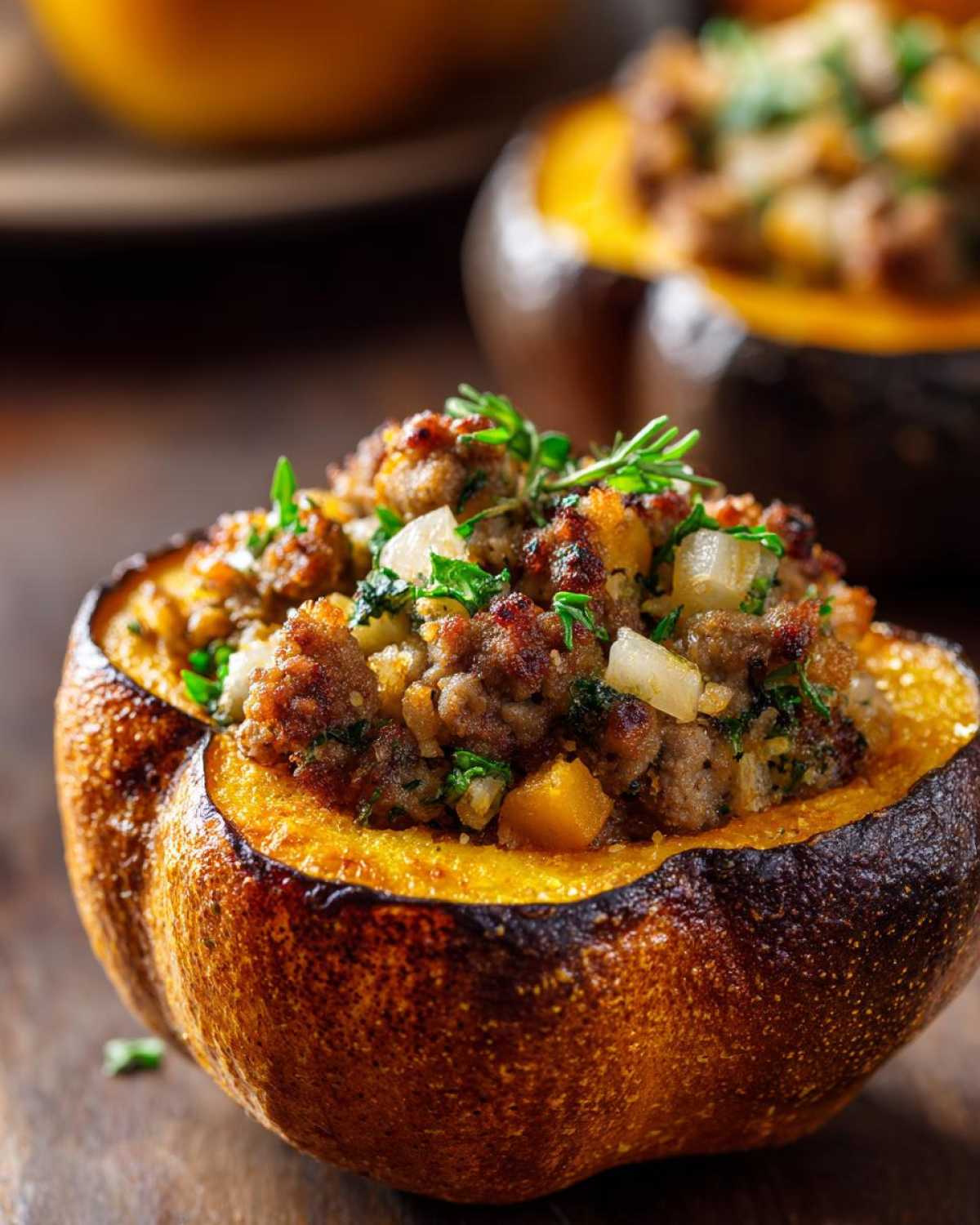 Sausage and Apple Stuffed Acorn Squash - detail 4