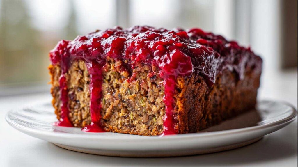 Vegan Lentil Loaf with Cranberry Glaze
