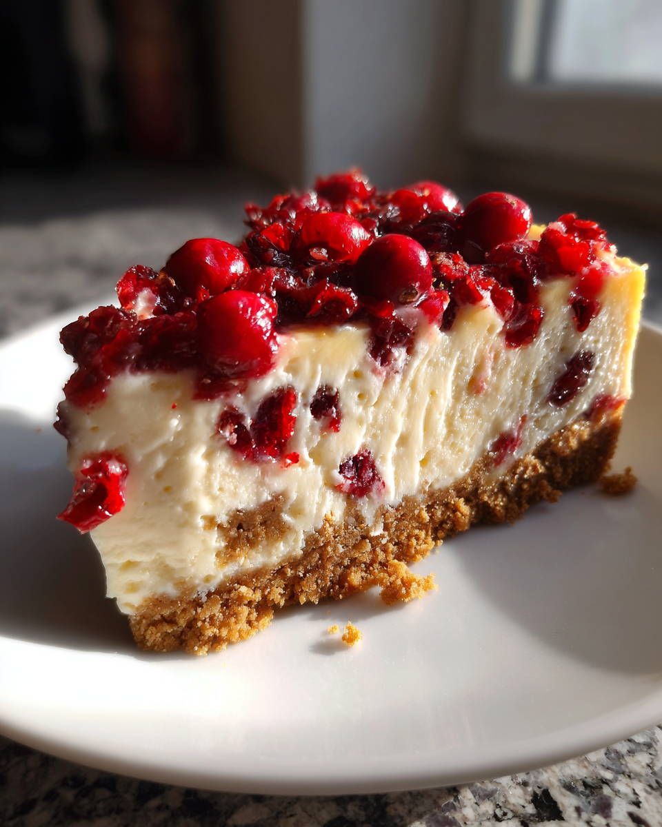 White Chocolate Cranberry Cheesecake - detail 1