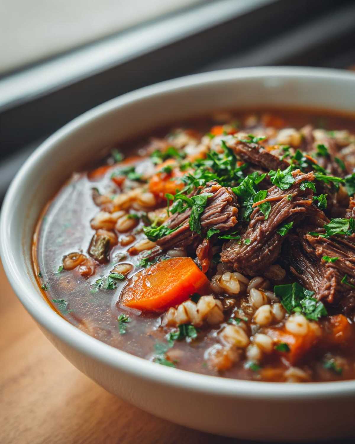 beef barley soup - detail 4