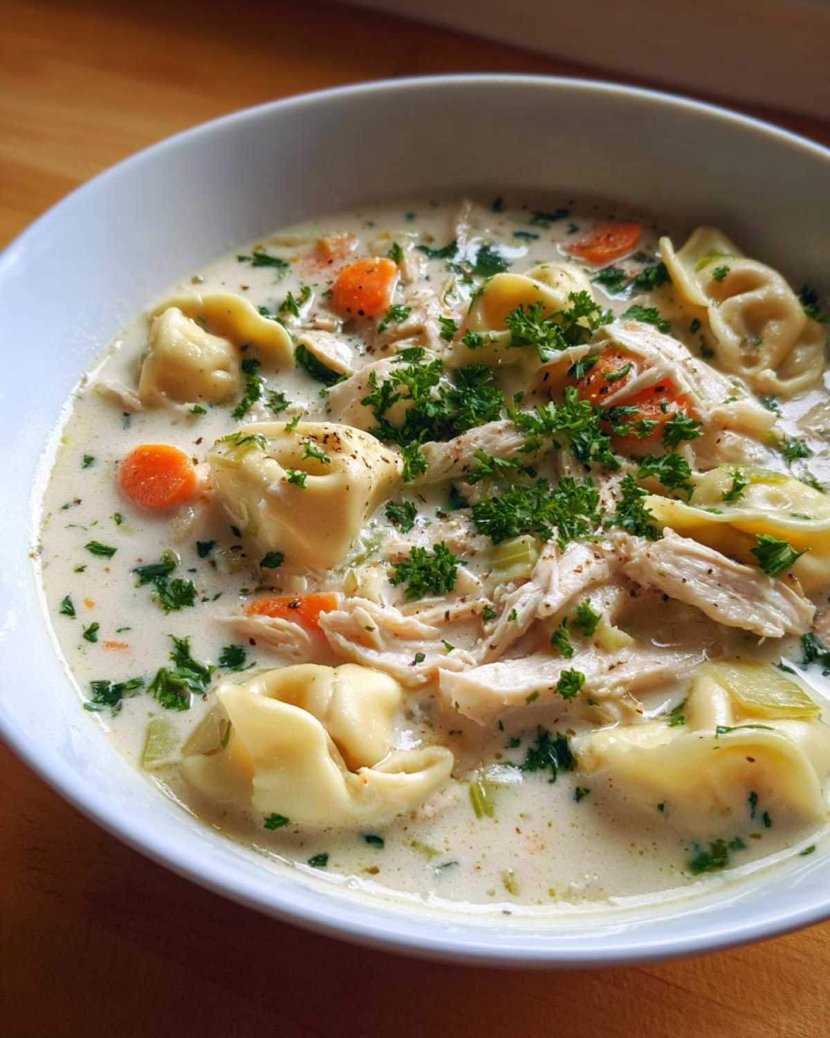 creamy chicken tortellini soup - detail 1
