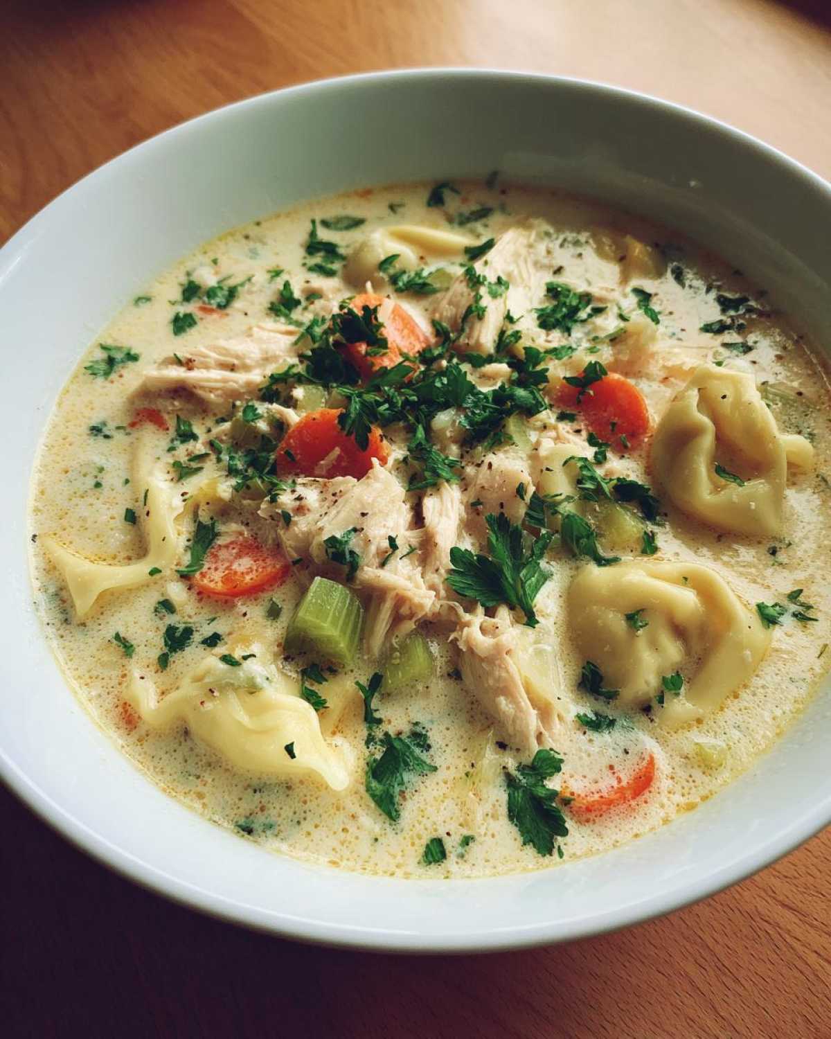 creamy chicken tortellini soup - detail 2