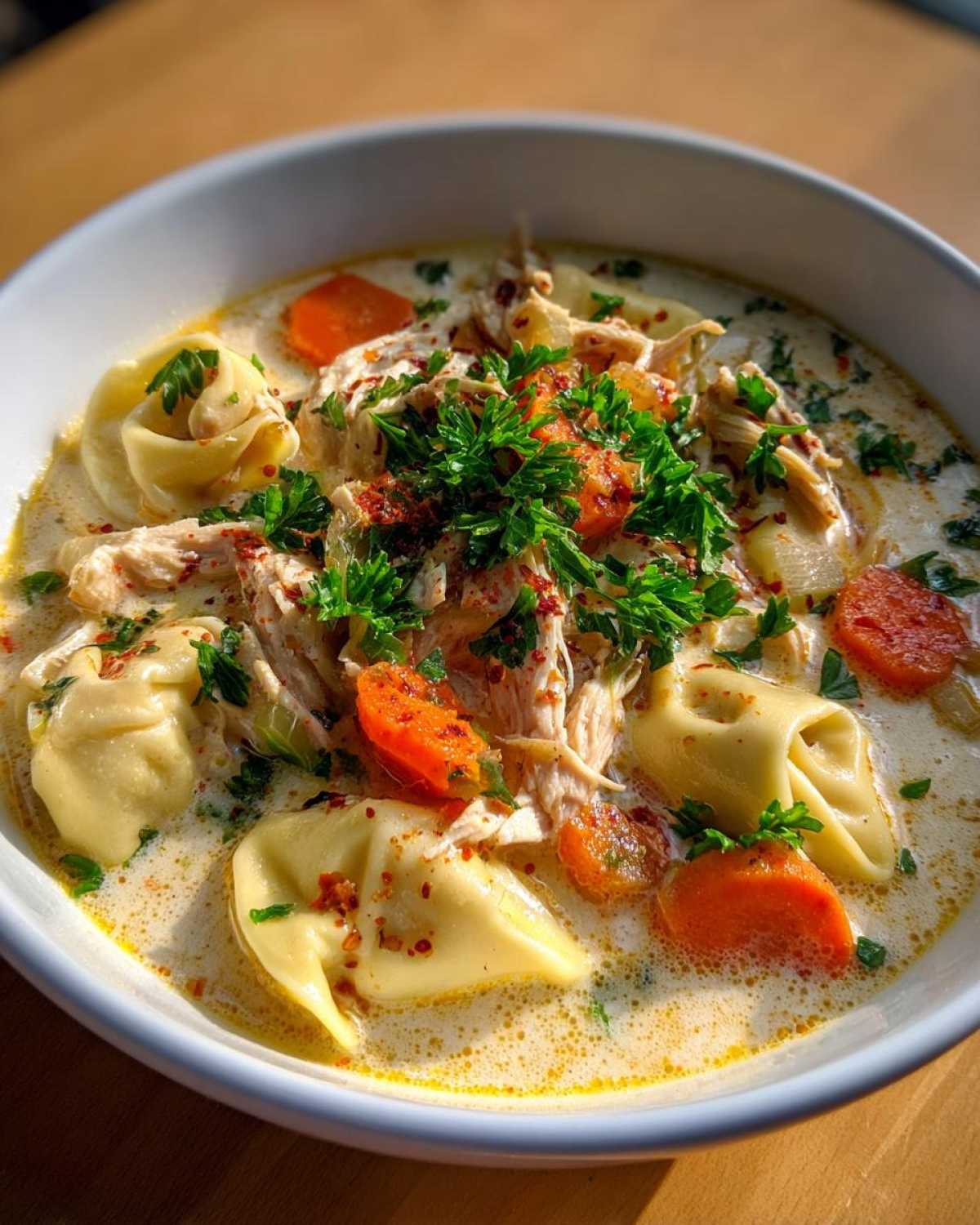 creamy chicken tortellini soup - detail 4