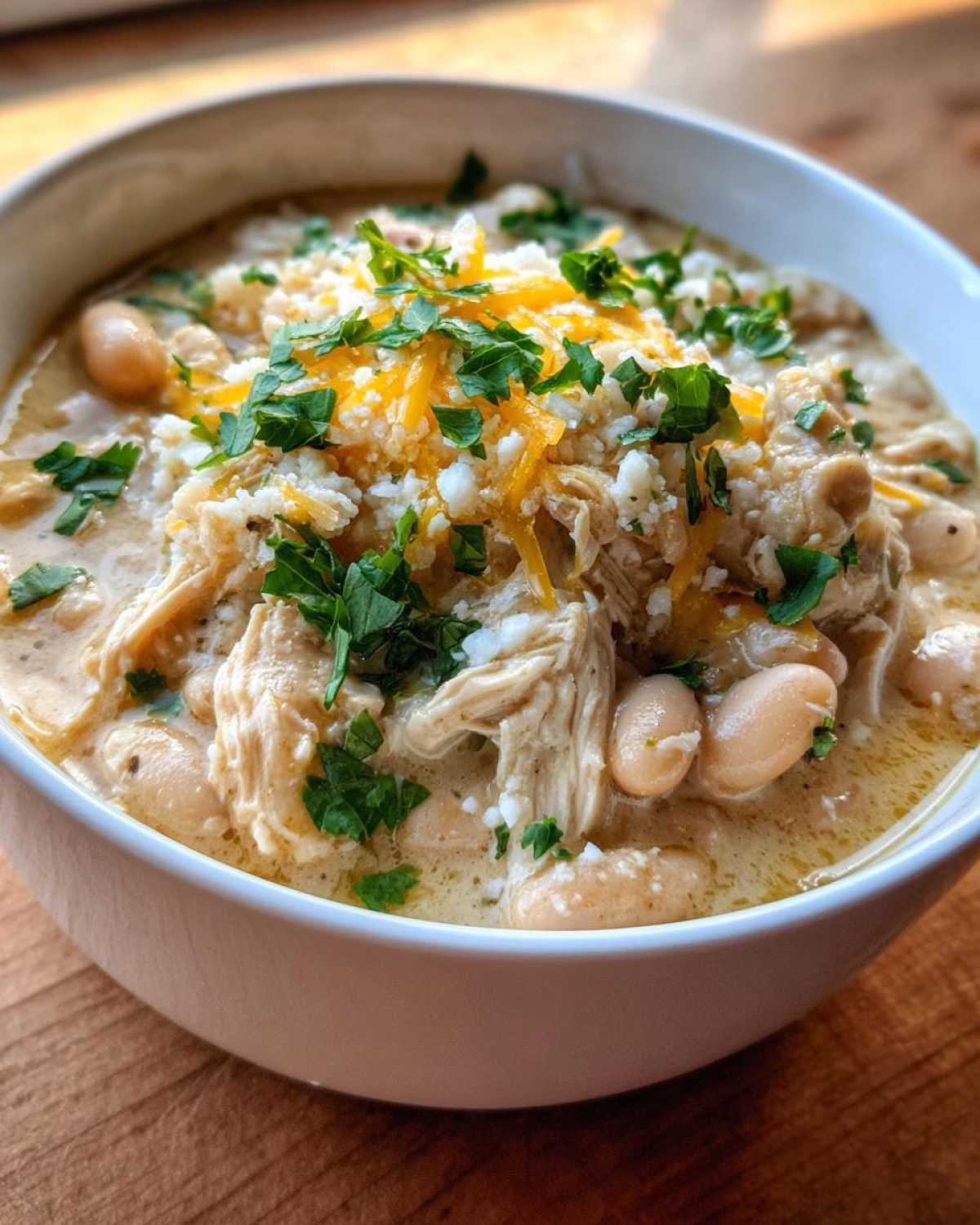 creamy white chicken chili - detail 1