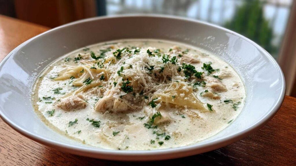 creamy white chicken lasagna soup