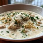 creamy white chicken lasagna soup