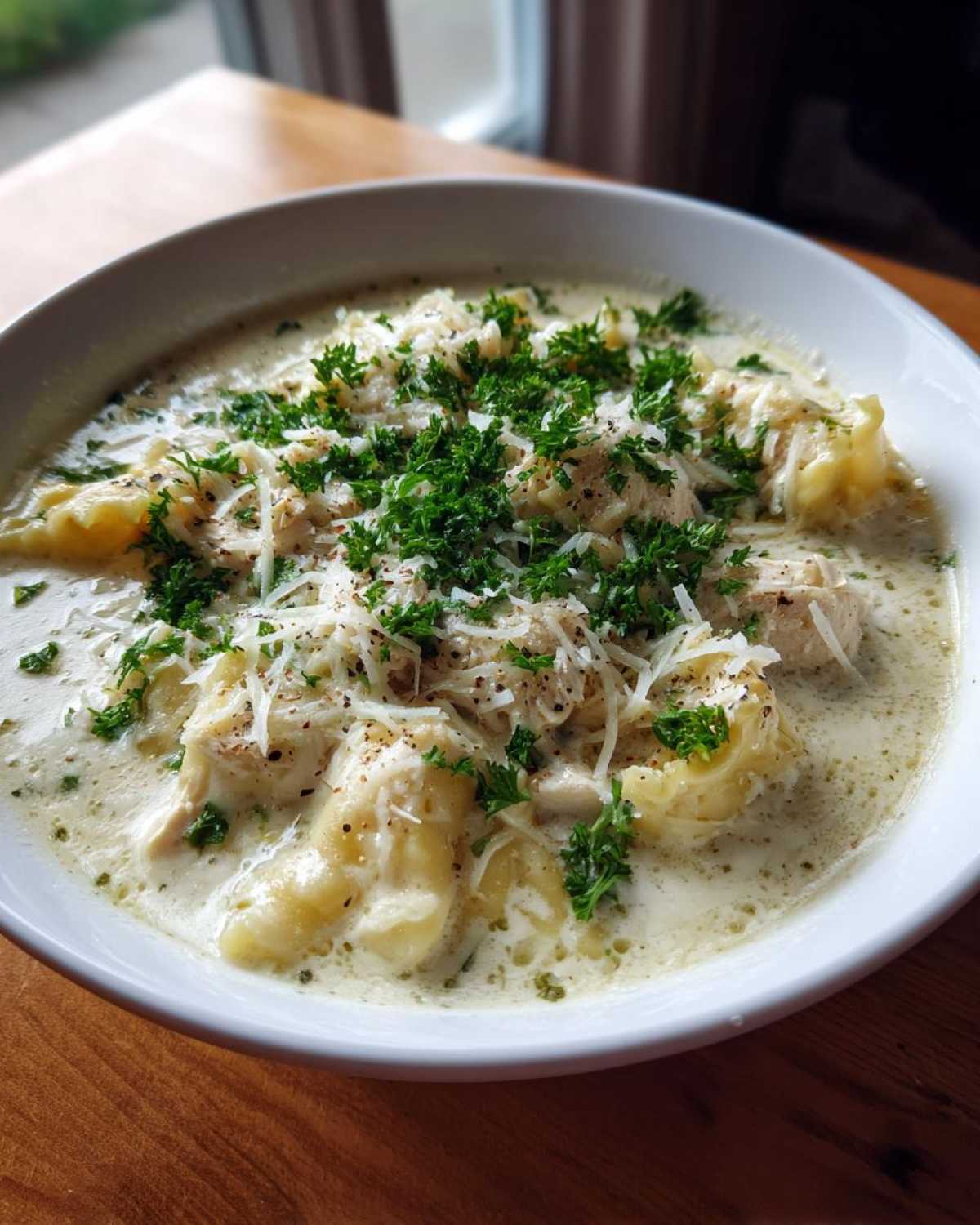 creamy white chicken lasagna soup - detail 3