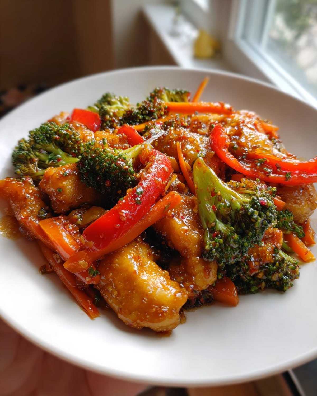 honey garlic chicken stir fry - detail 1