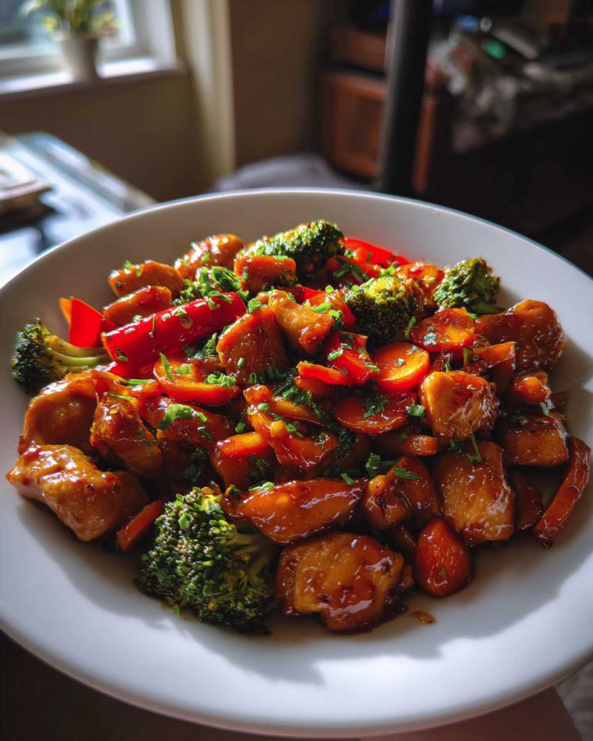 honey garlic chicken stir fry - detail 2