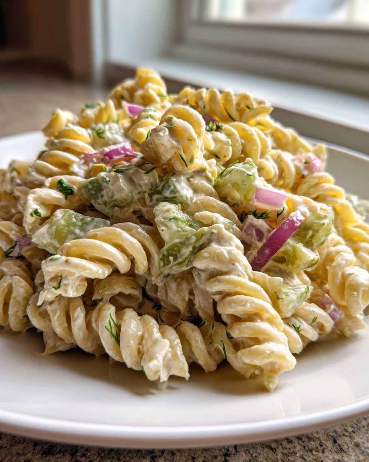 pickle pasta salad - detail 1