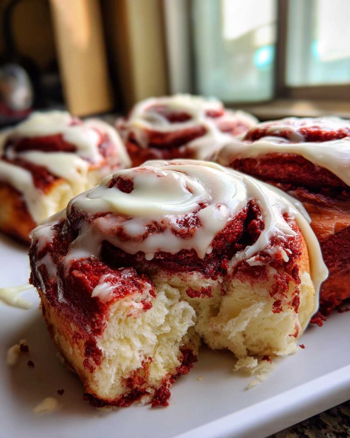red velvet cinnamon rolls - detail 3