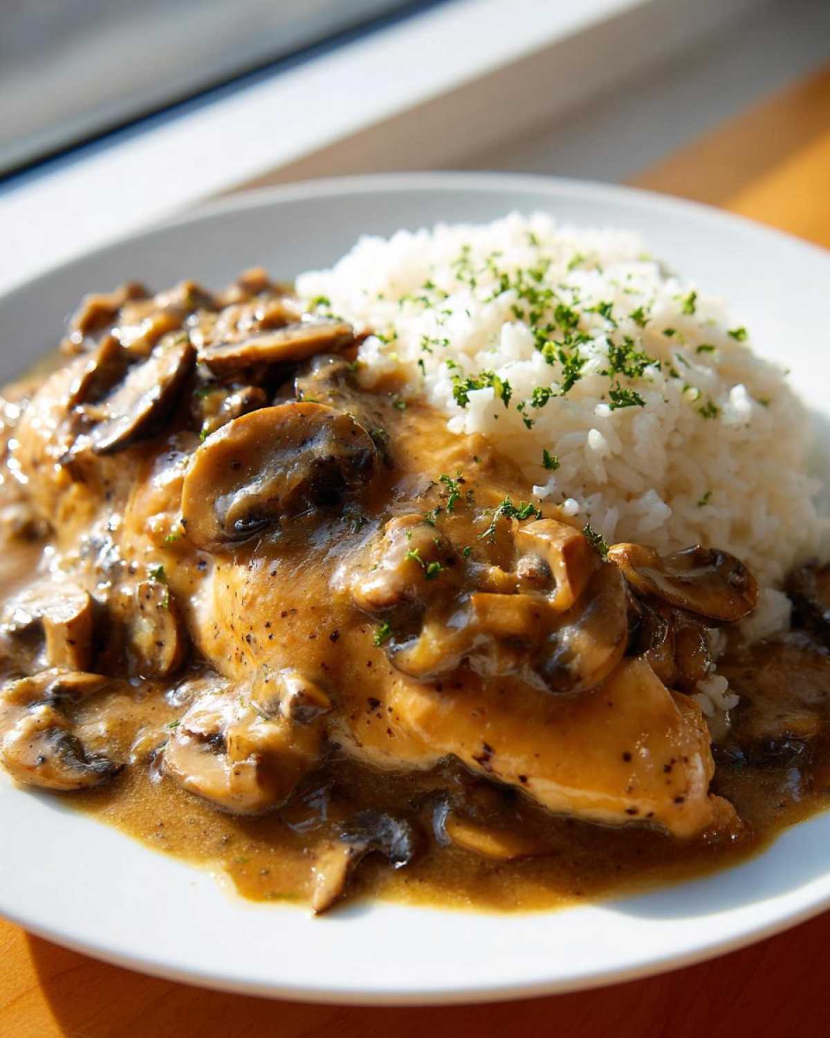 smothered chicken and rice - detail 1