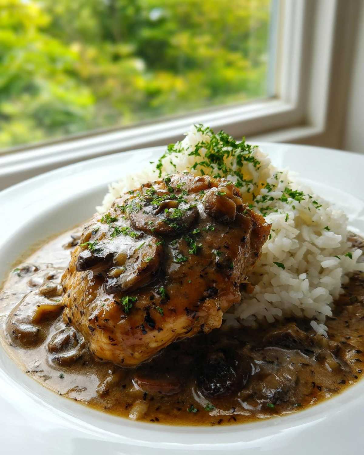 smothered chicken and rice - detail 2