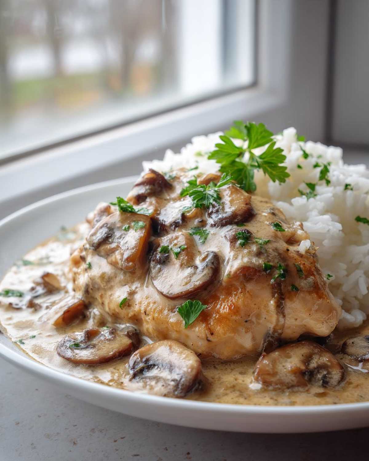 smothered chicken and rice - detail 3