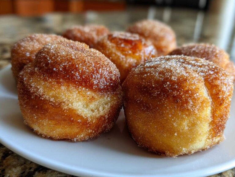 Close-up of several golden-brown Cinnamon Donut Bread Pull Apart pieces coated generously in sparkling cinnamon sugar.